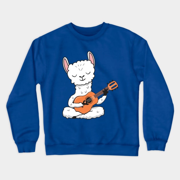 llama playing guitar Crewneck Sweatshirt by Mako Design 